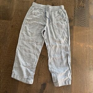 Athleta Womens Pants Sz 12  100 % Linen Wide Leg Blue Coastal‎ Beach Lagenlook